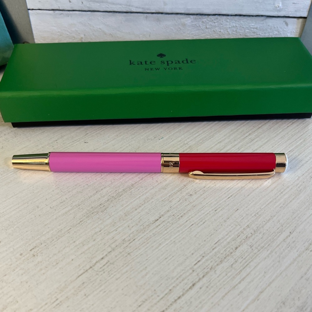 Kate Spade Red & Pink Color-block Ballpoint Pen in Gift Box NWT - Picture 6 of 8